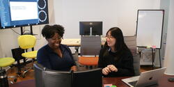 Faculty Fellows Tyanna Buie and Sejin Hwang at the Teaching & Learning Lab