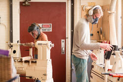 RISD students in a woodshop