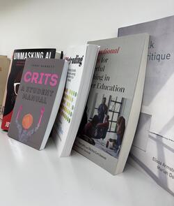 Book on a book shelf at the Teaching and Learning Lab