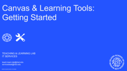 Presentation slide that reads: "Canvas & Learning Tools, Getting Started."