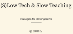 Screenshot of a slide that reads: "(S)Low Tech & Slow Teaching"