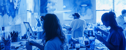 Students in a studio space. Image generated by Midjourney.